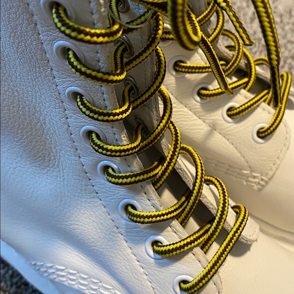 Dr. Martens White Leather Lace-Up Boots